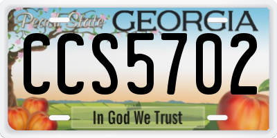 GA license plate CCS5702