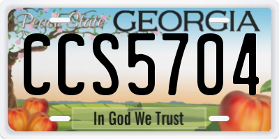 GA license plate CCS5704