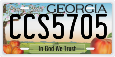 GA license plate CCS5705