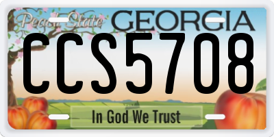 GA license plate CCS5708