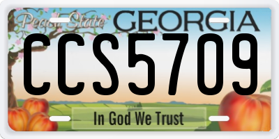 GA license plate CCS5709