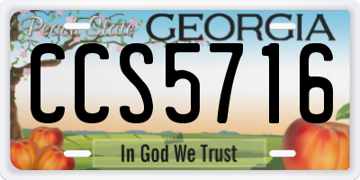 GA license plate CCS5716