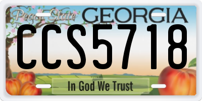 GA license plate CCS5718