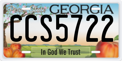 GA license plate CCS5722