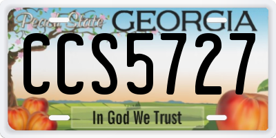 GA license plate CCS5727
