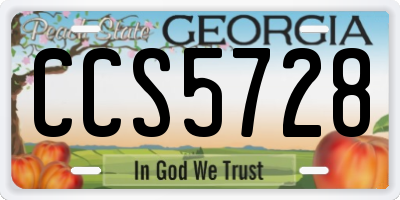 GA license plate CCS5728