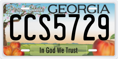 GA license plate CCS5729