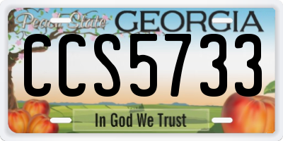GA license plate CCS5733