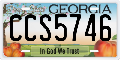 GA license plate CCS5746