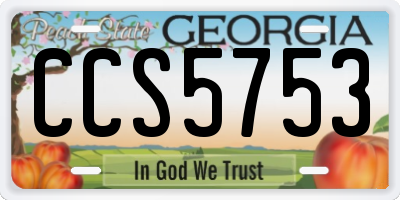 GA license plate CCS5753