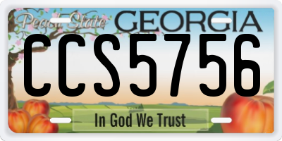 GA license plate CCS5756