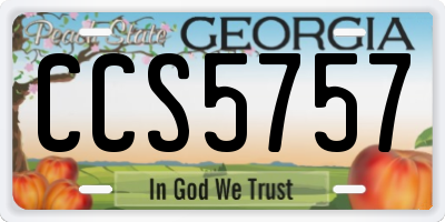 GA license plate CCS5757