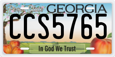 GA license plate CCS5765