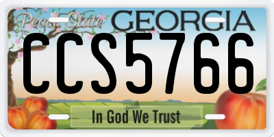GA license plate CCS5766