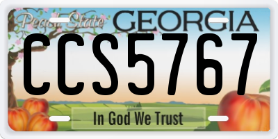 GA license plate CCS5767
