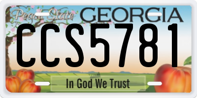 GA license plate CCS5781