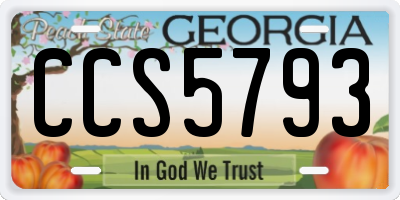 GA license plate CCS5793