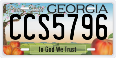 GA license plate CCS5796