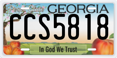 GA license plate CCS5818