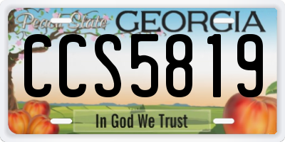 GA license plate CCS5819