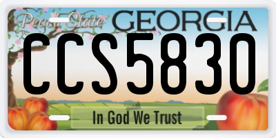 GA license plate CCS5830