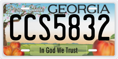 GA license plate CCS5832