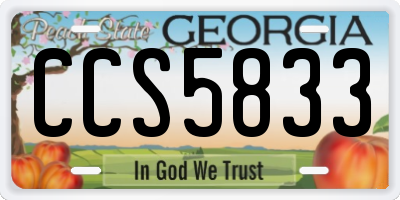 GA license plate CCS5833
