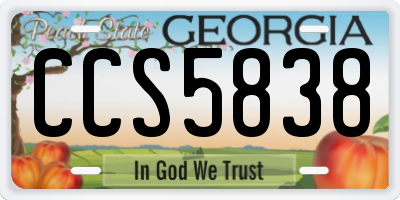 GA license plate CCS5838