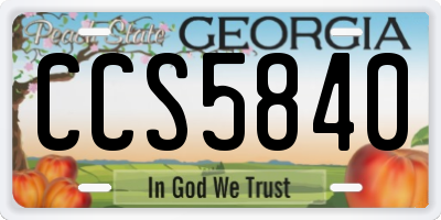 GA license plate CCS5840