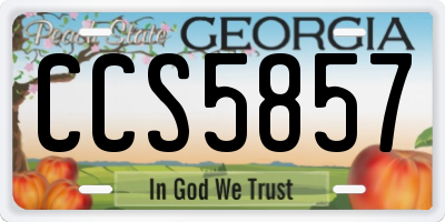 GA license plate CCS5857