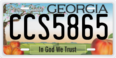 GA license plate CCS5865