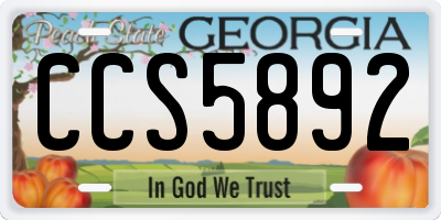 GA license plate CCS5892