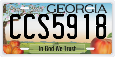 GA license plate CCS5918