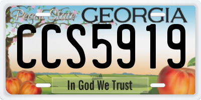 GA license plate CCS5919