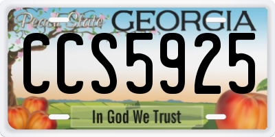 GA license plate CCS5925