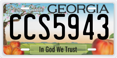 GA license plate CCS5943