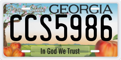 GA license plate CCS5986