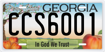 GA license plate CCS6001