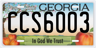 GA license plate CCS6003