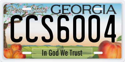 GA license plate CCS6004
