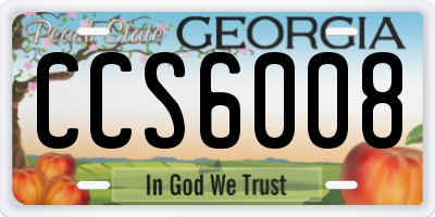 GA license plate CCS6008