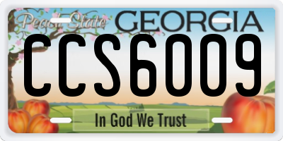 GA license plate CCS6009