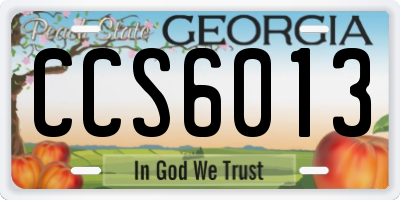 GA license plate CCS6013