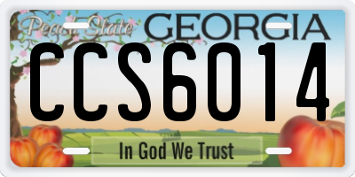 GA license plate CCS6014