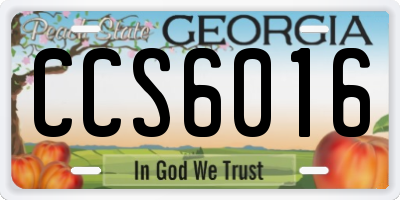 GA license plate CCS6016