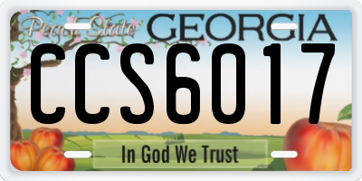 GA license plate CCS6017