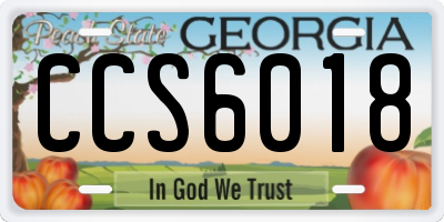GA license plate CCS6018