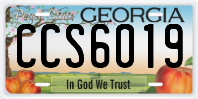 GA license plate CCS6019