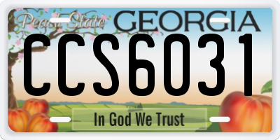 GA license plate CCS6031