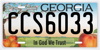 GA license plate CCS6033